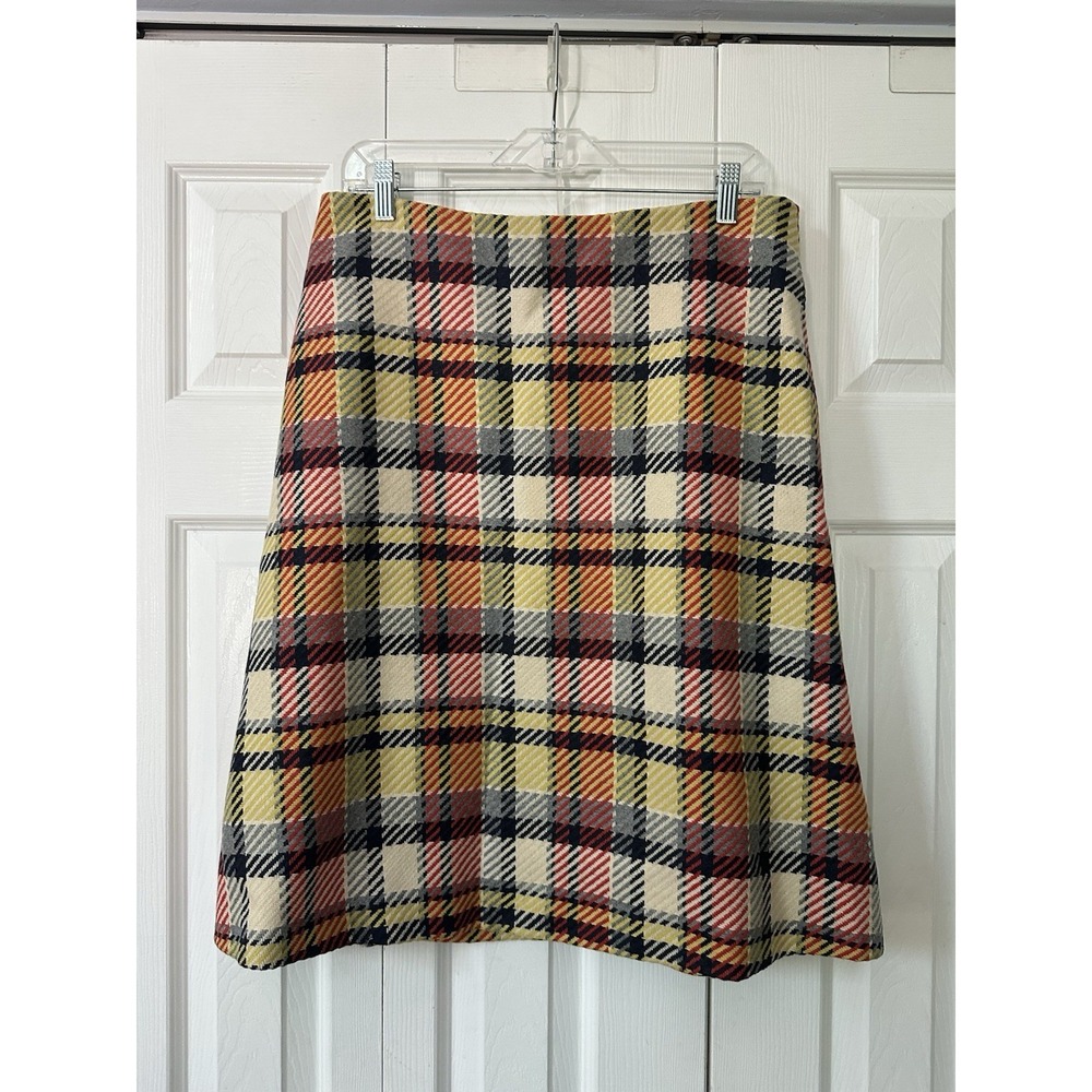 Boden Wool Plaid Skirt Green US 10L retro preppy school